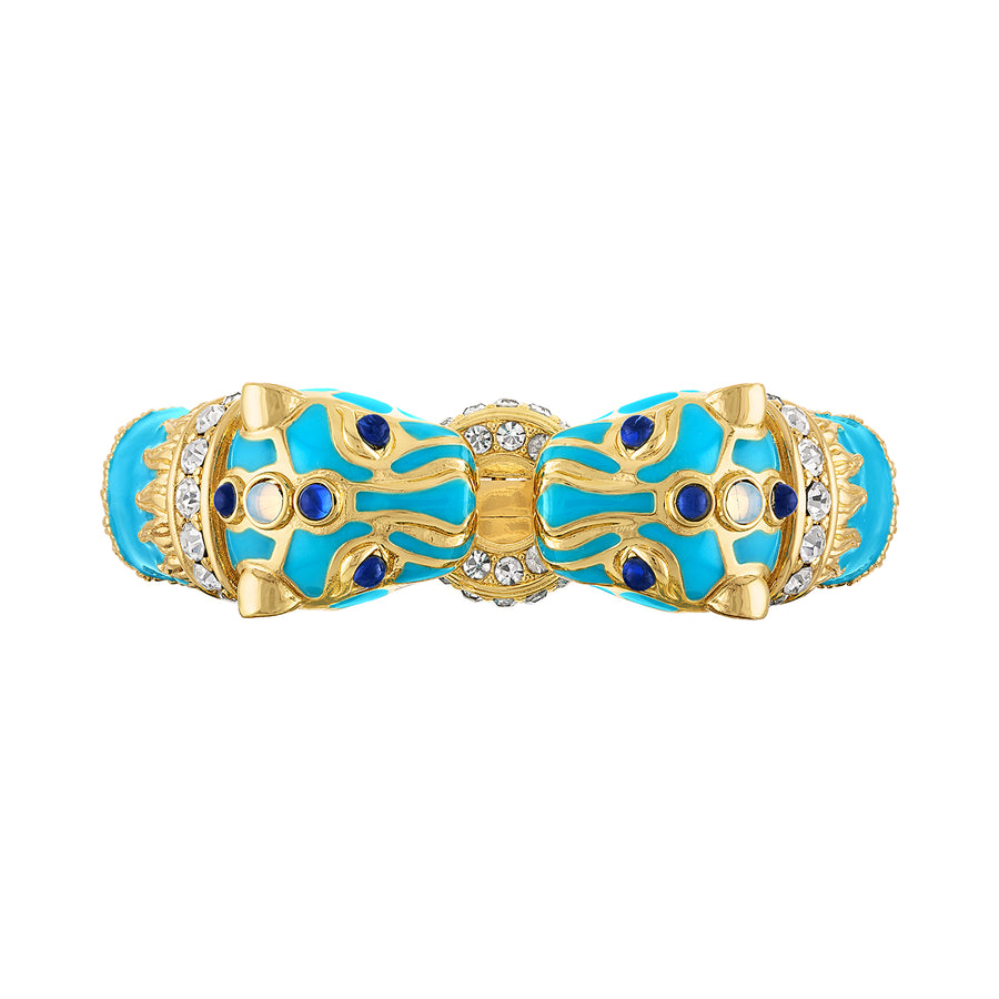 Turquoise Enamel Double Panther Bracelet