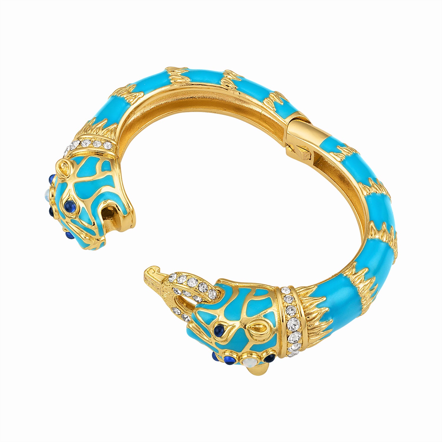 Turquoise Enamel Double Panther Bracelet