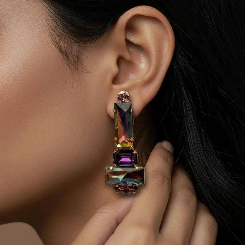 Jean Paul Gautier Swarovski Volcano Crystal Earrings