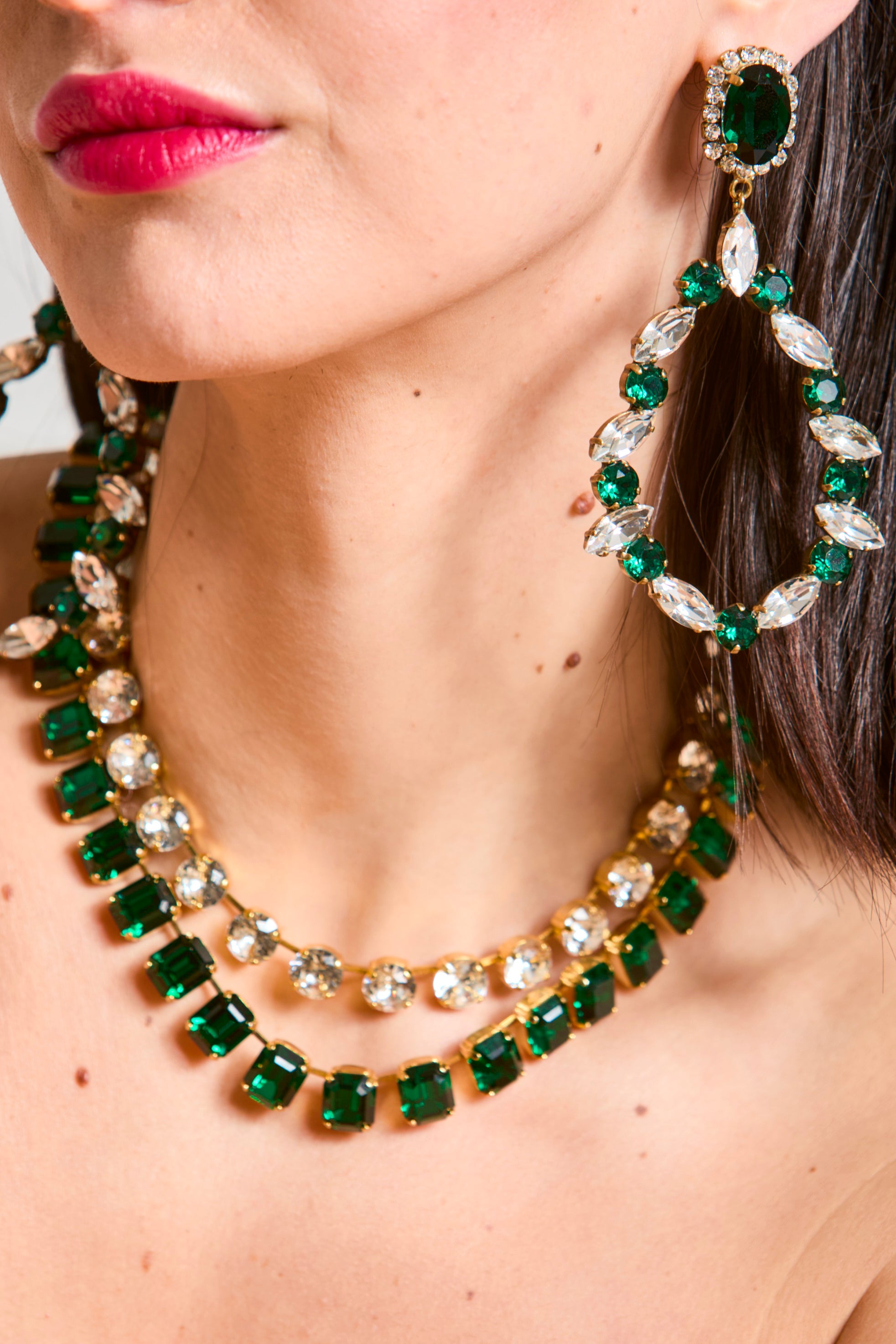 Emerald Crystal Chandelier Earrings