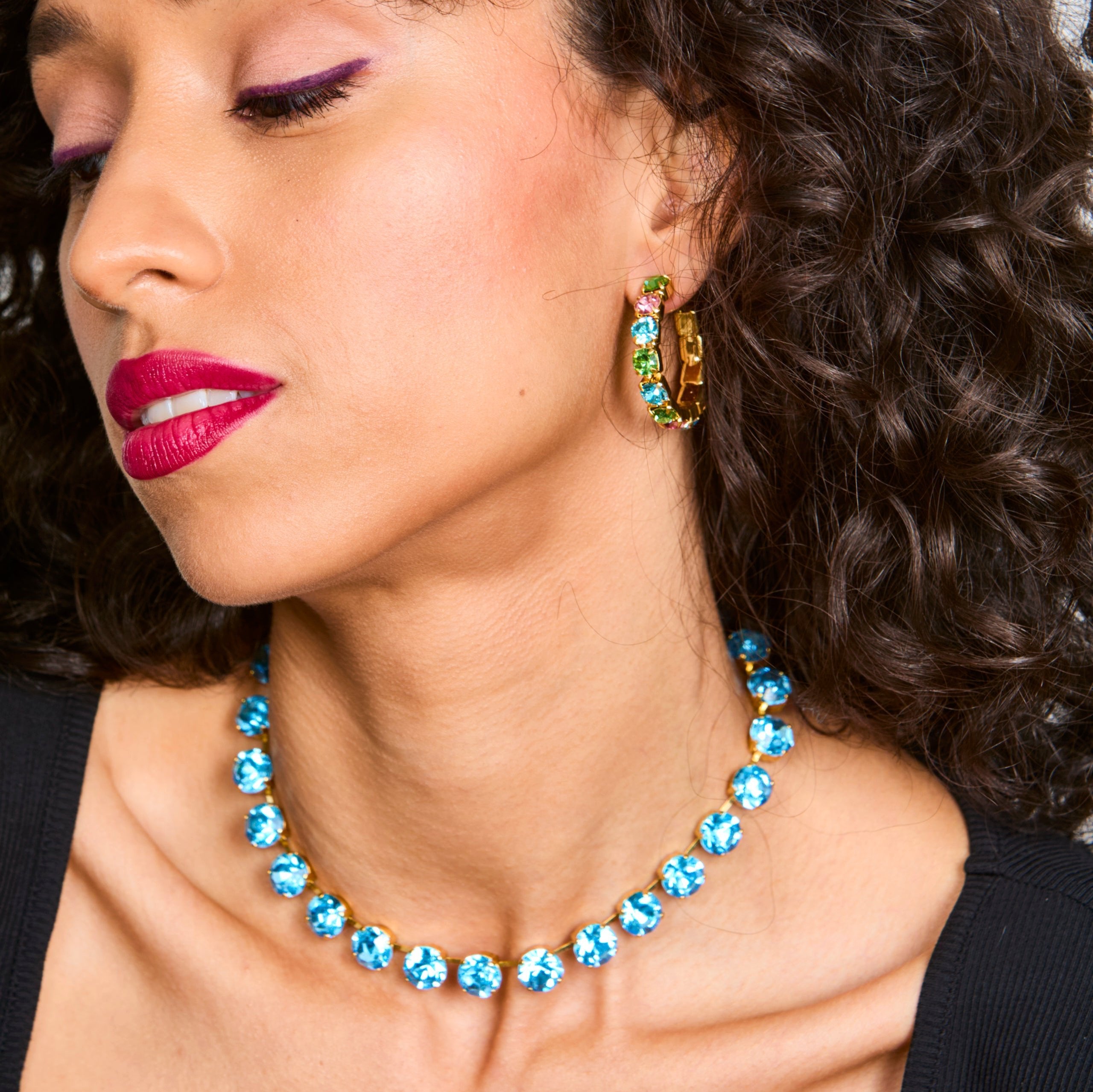 Light Blue Crystal Riviera Necklace