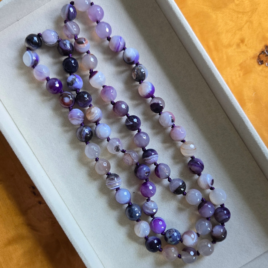 Purple Agate Bead Necklace
