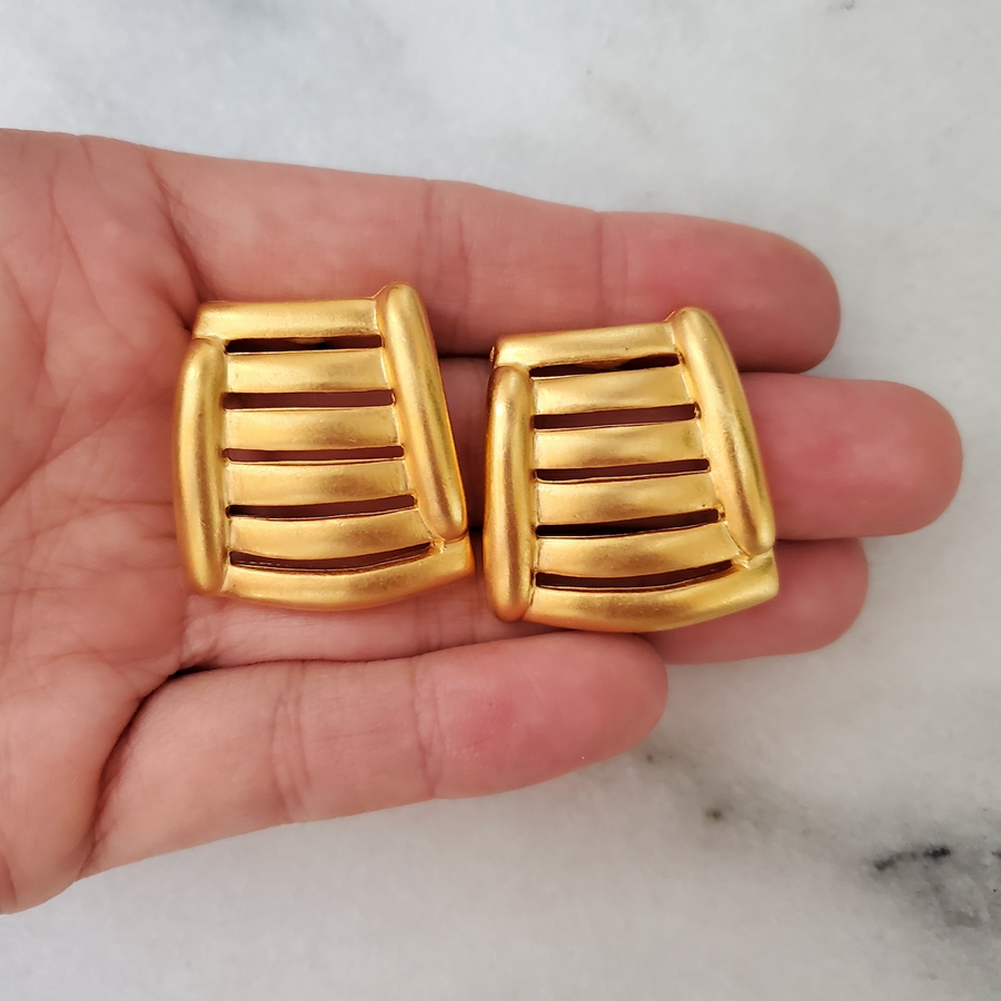 Classic Gold Square Earrings