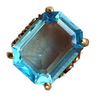 Huge Agua Blue Crystal Cocktail Ring Size 6