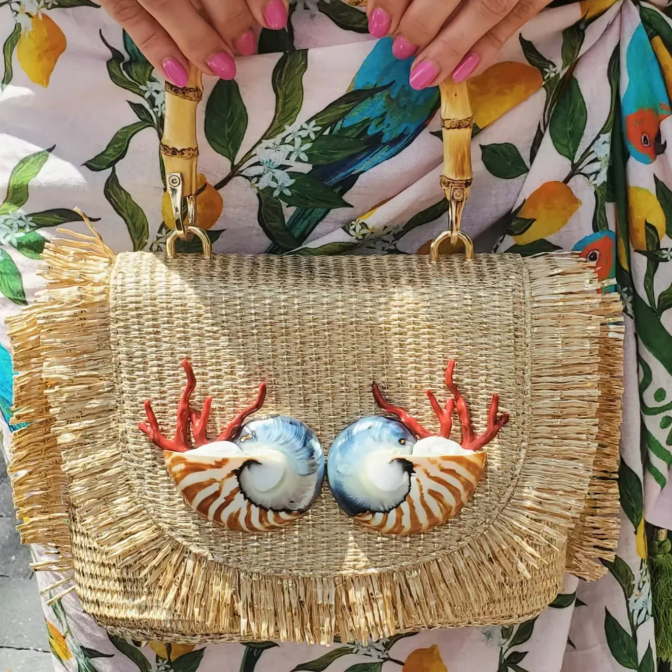 The Lola Raffia Fringe Purse
