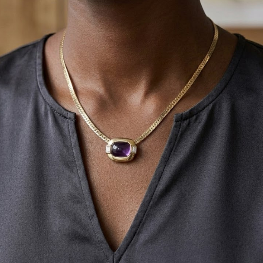 Vintage Givenchy Purple Pendant Necklace