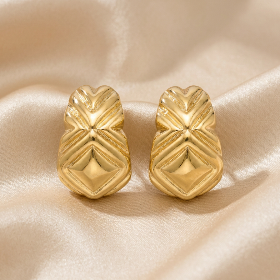 Vintage Signed Replica Made in Italy Gold Hoops