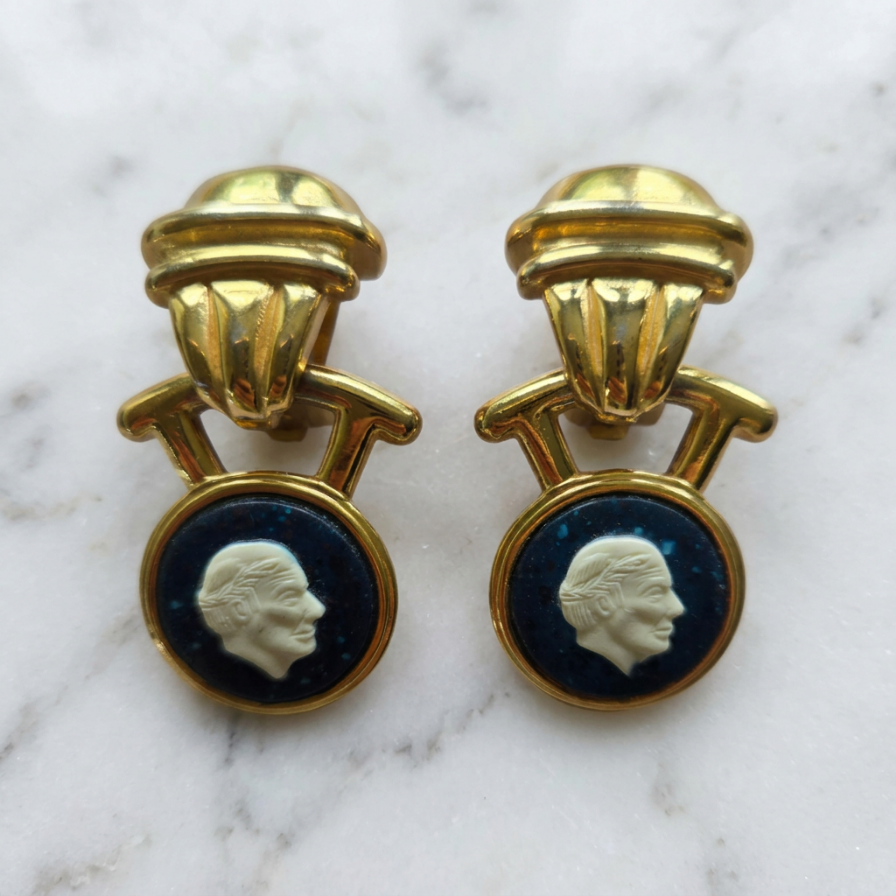1980s Vintage Paolo Gucci Cameo Earrings