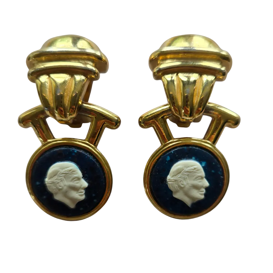 1980s Vintage Paolo Gucci Cameo Earrings