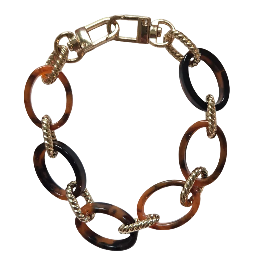 Vintage Tortoiseshell and Gold Chain Link Bracelet