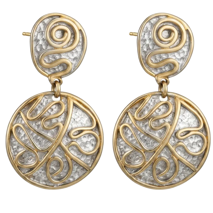 Vintage Designer Craft Mixed Metal Earrings