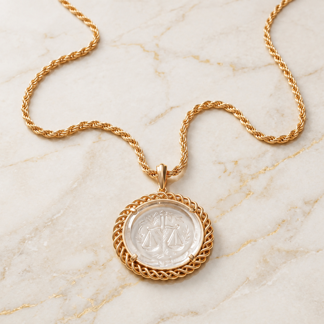 Vintage Monet Libra Zodiac Pendant Necklace