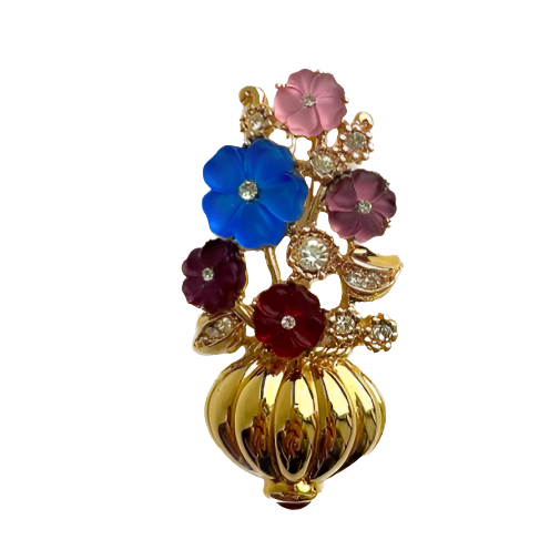 Rare Estate Trifari Glass Flower Brooch