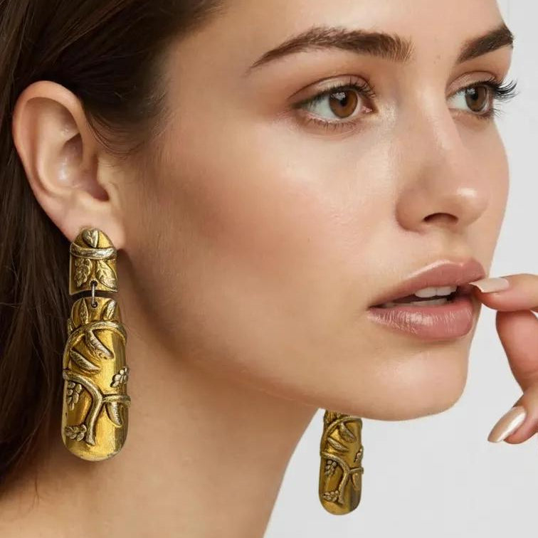 Vintage 70s Brutalist Gold Statement Earrings