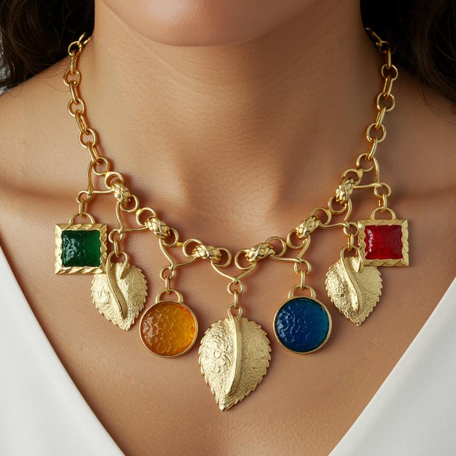 Vintage French Gold Charm Necklace