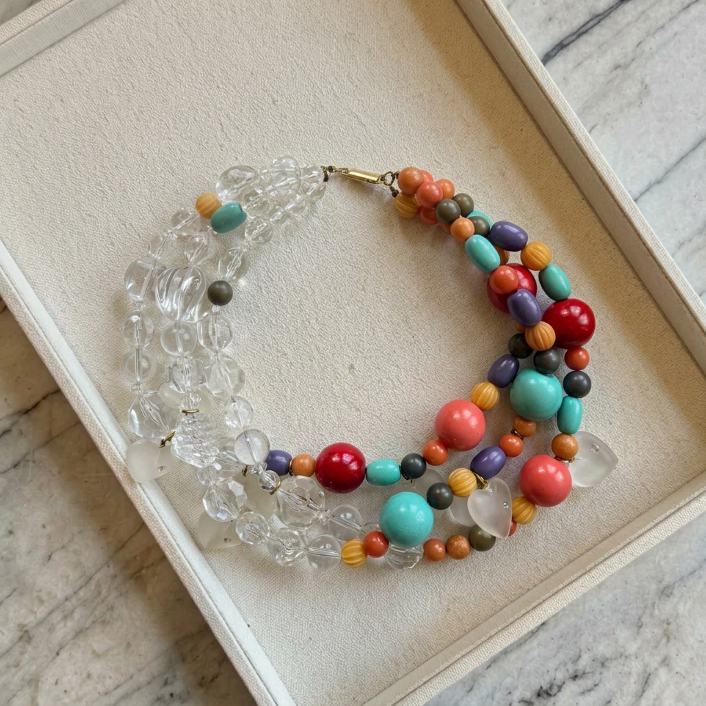 Vintage Multi-Strand Bead Statement Necklace