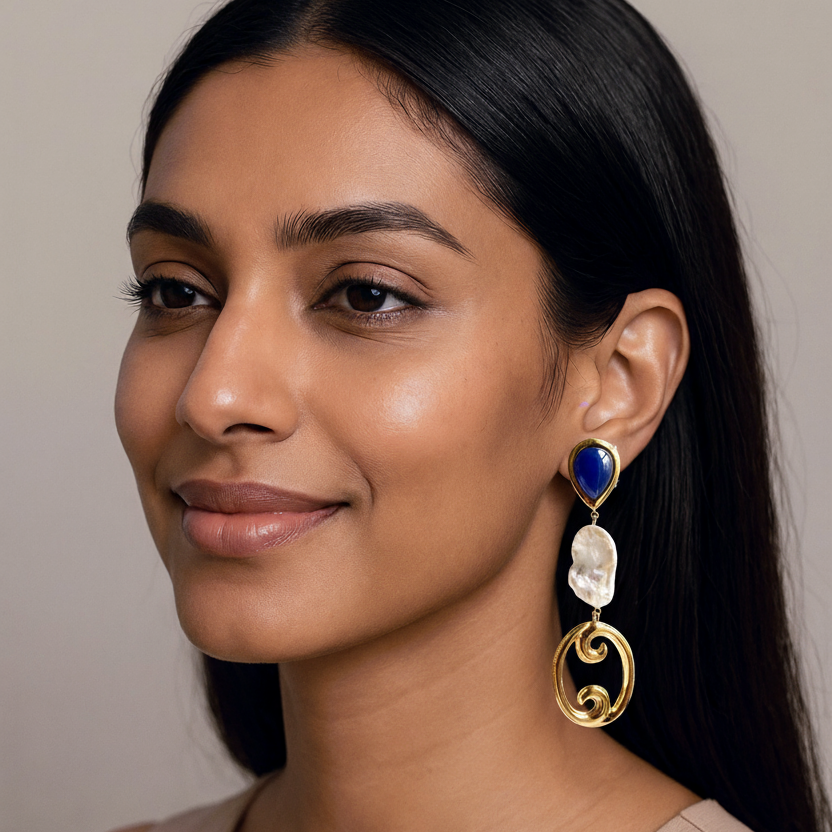 Serena Blue Baroque Pearl Earrings