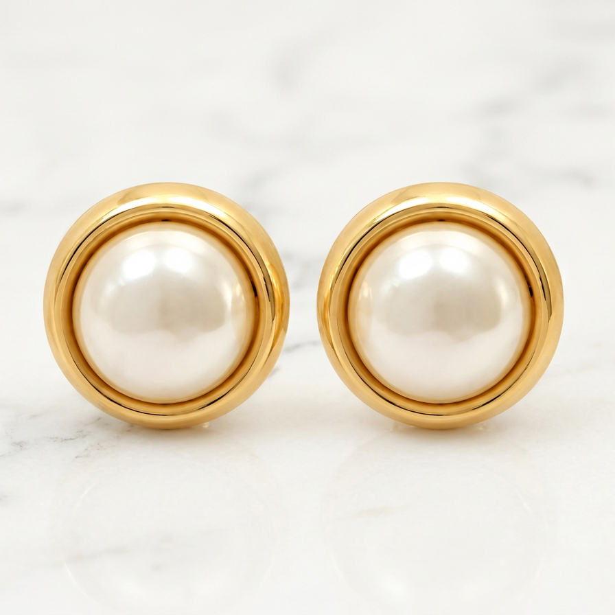 Vintage Napier Faux Pearl Clip-On Earrings