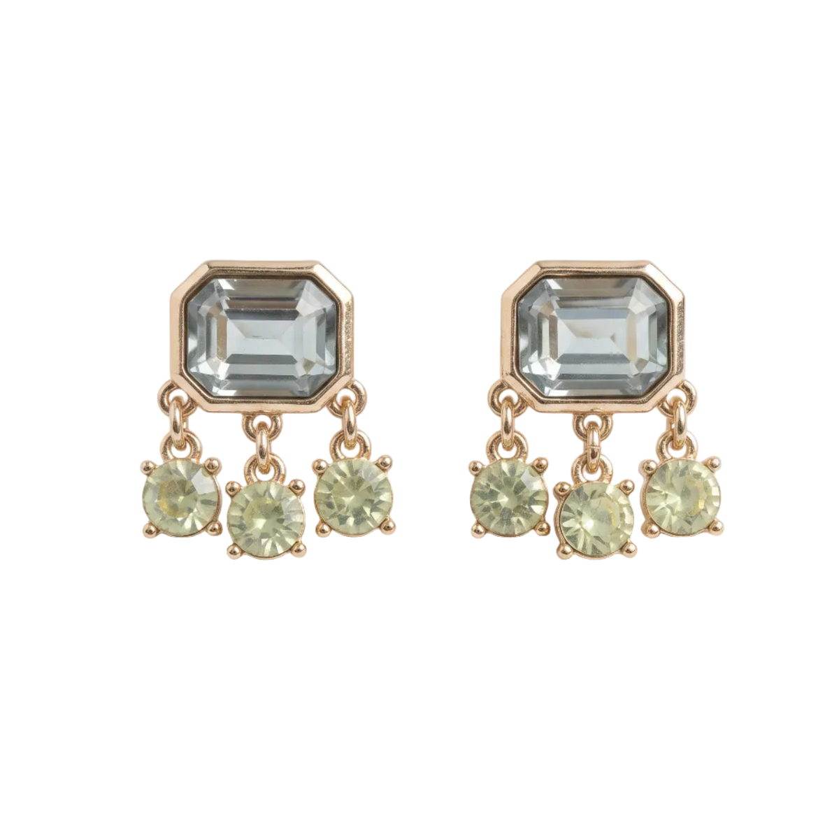 Vintage Light Green Crystal Drop Earrings