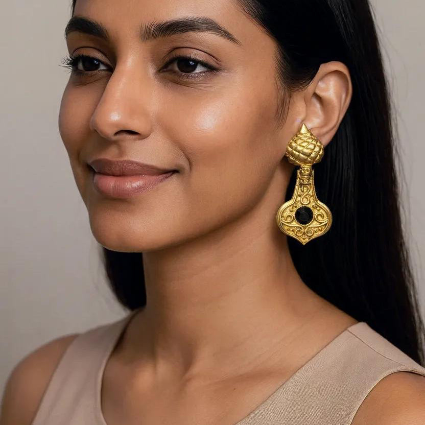Vintage French Gold Ornamental Earrings