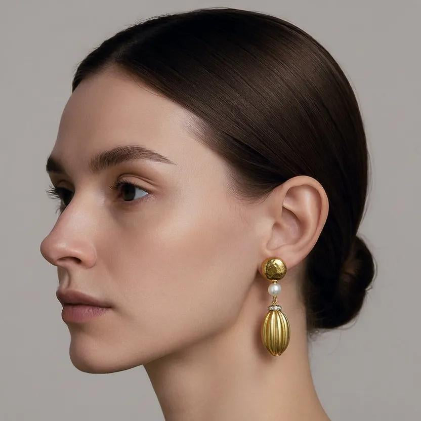 Vintage Delicate Pearl Drop and Gold Clip Earrings