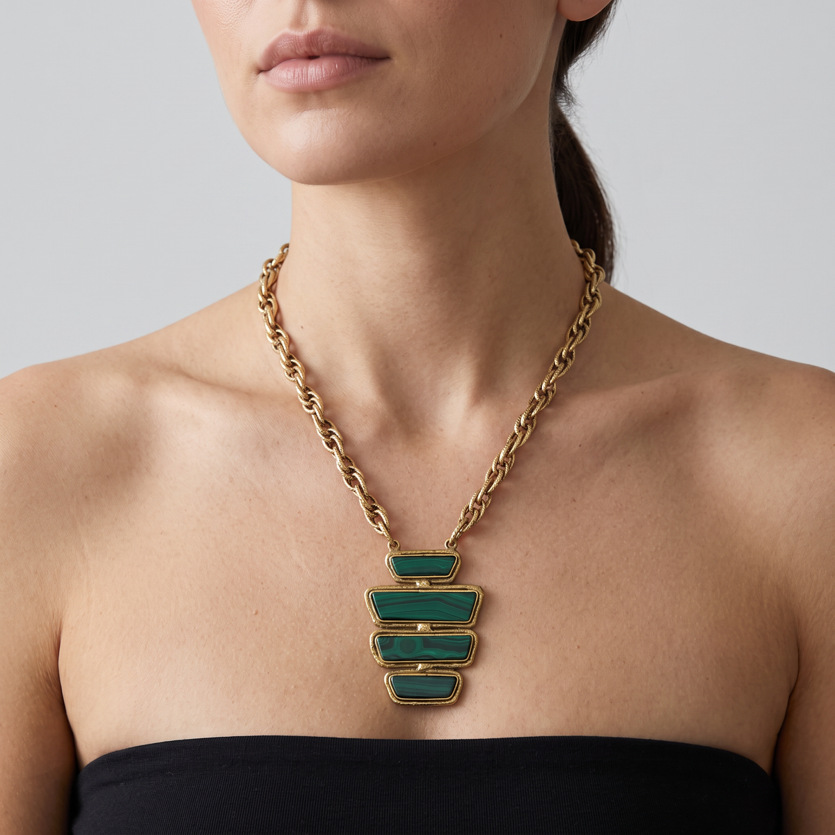 Niiki Paris Four-Tier Malachite Necklace