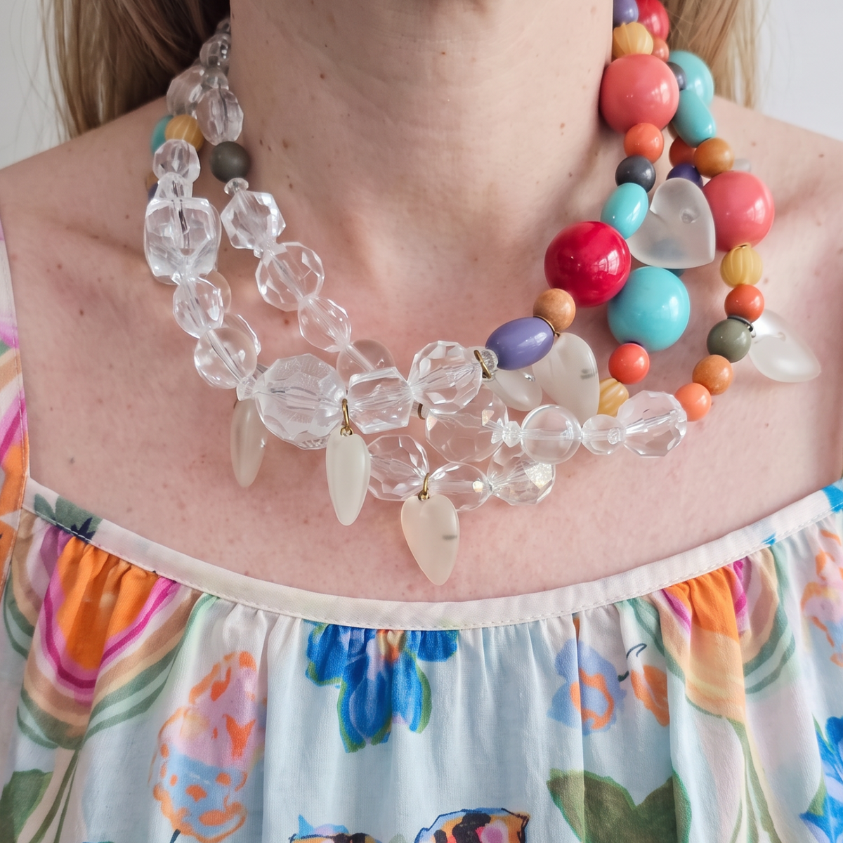 Vintage Multi-Strand Bead Statement Necklace