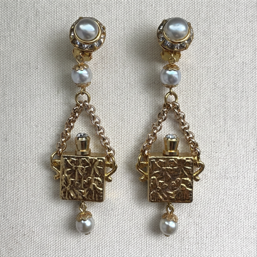 Vintage French Perfume Bottle Earrings