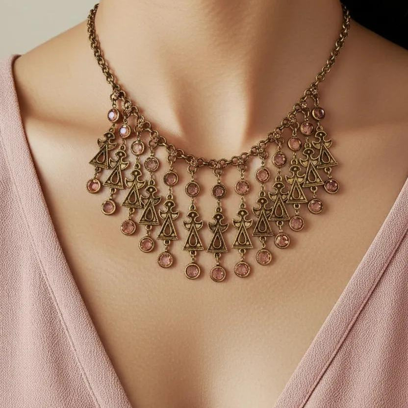 Vintage Egyptian Revival  Bib Necklace