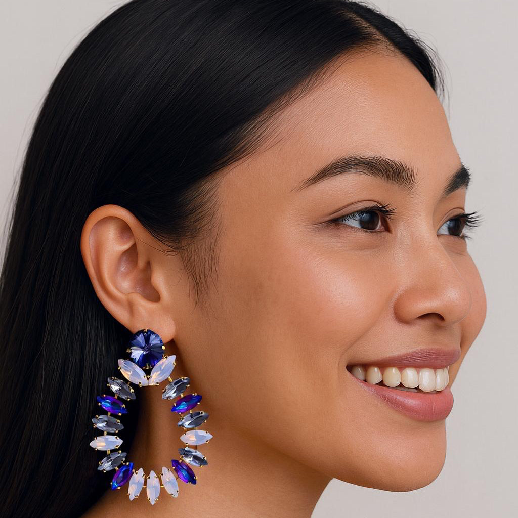 Julie Purple Ombre Crystal Hoops