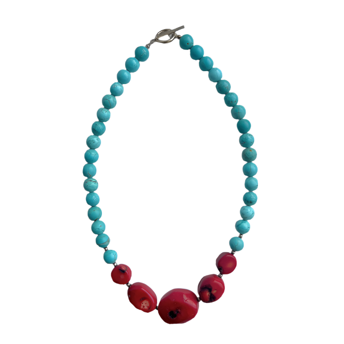 Coral and Turquoise Toggle Necklace