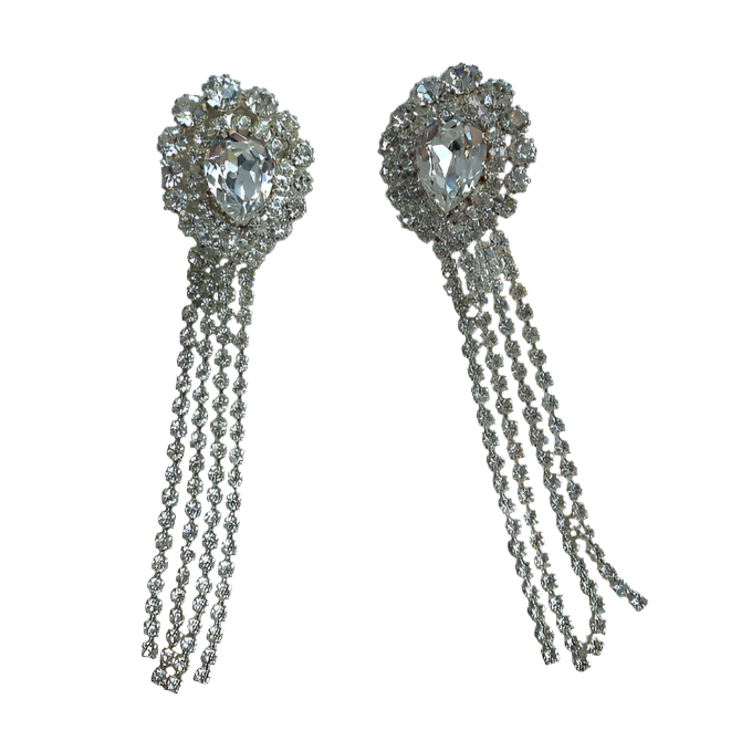 French Crystal Shoulder Duster Earrings