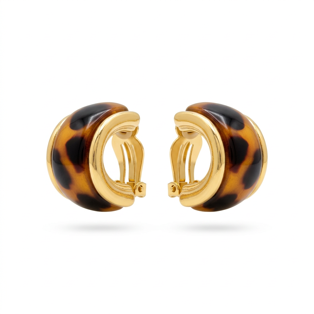 Vintage Tortoiseshell Chunky Clip-On Earrings