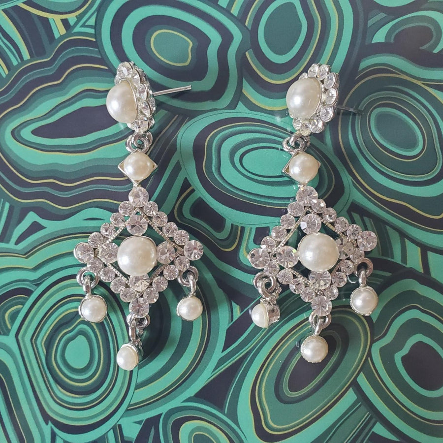 Pearl and Crystal Chandelier Earrings