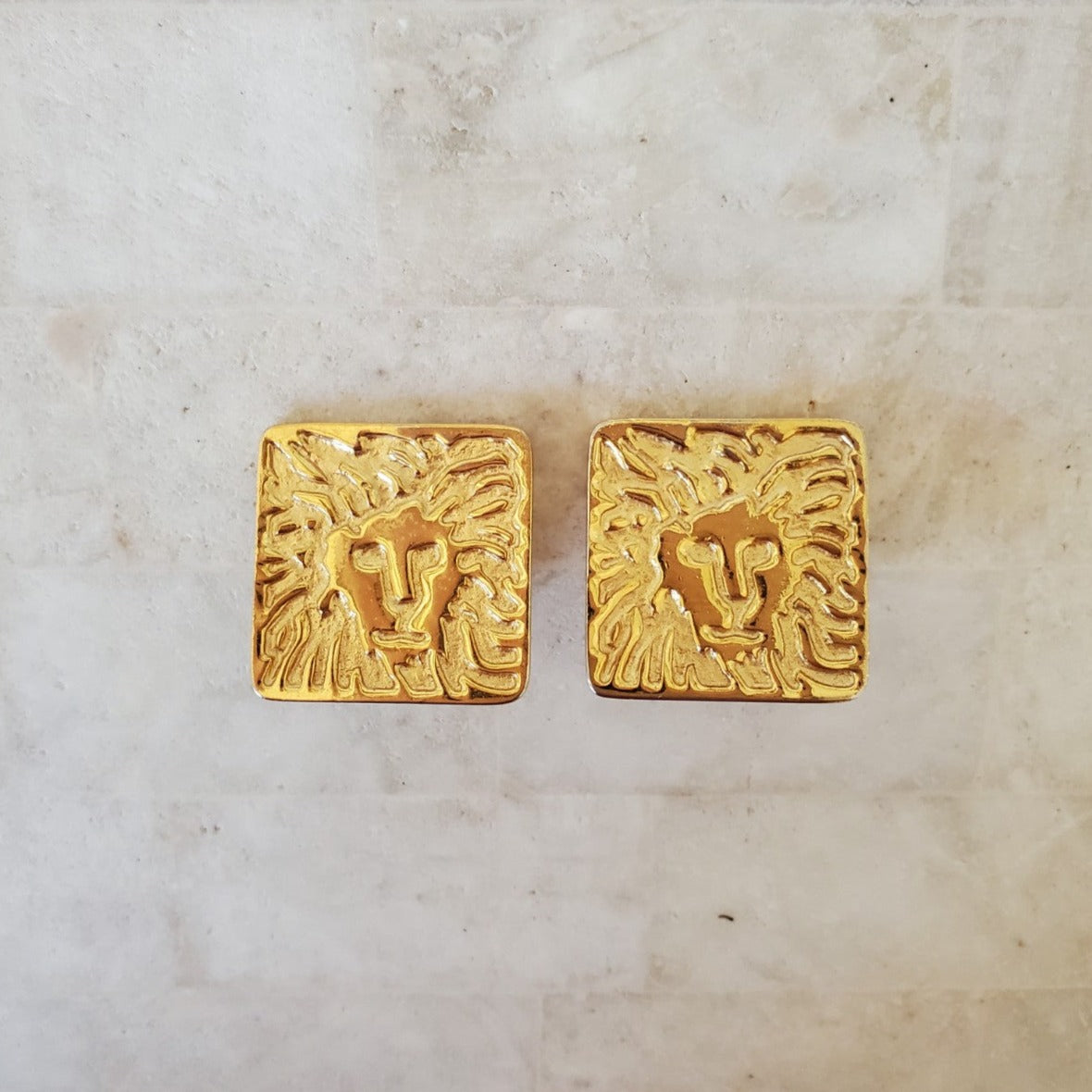 80s Gold Anne Klein Lion Earrings