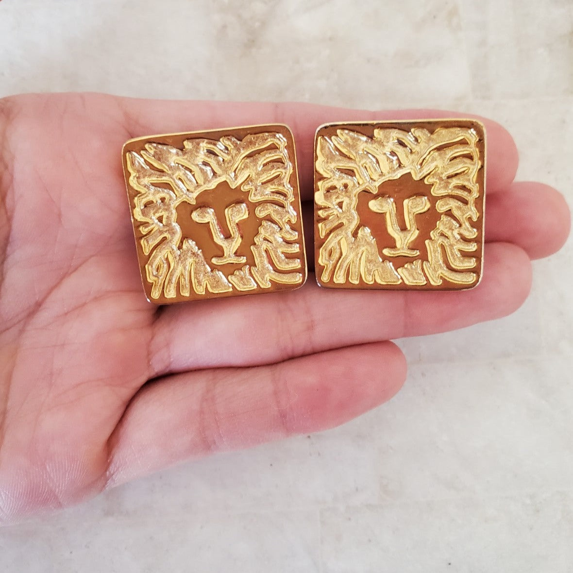 80s Gold Anne Klein Lion Earrings