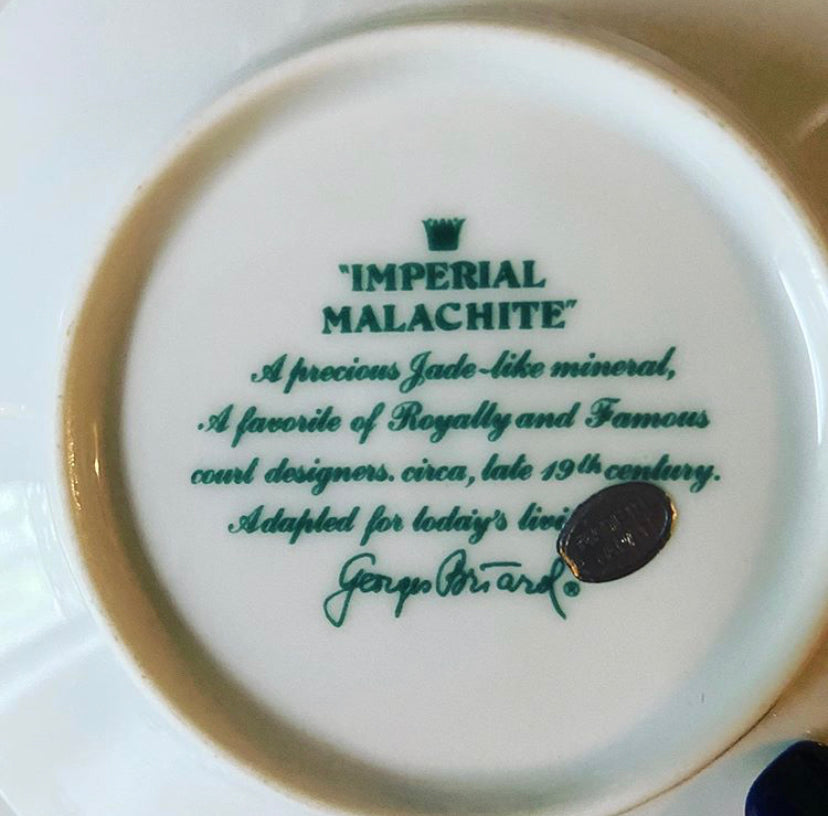 Georges Briard Imperial Malachite Vintage Demitasse Cups & Saucers, 16 PIECE SET!