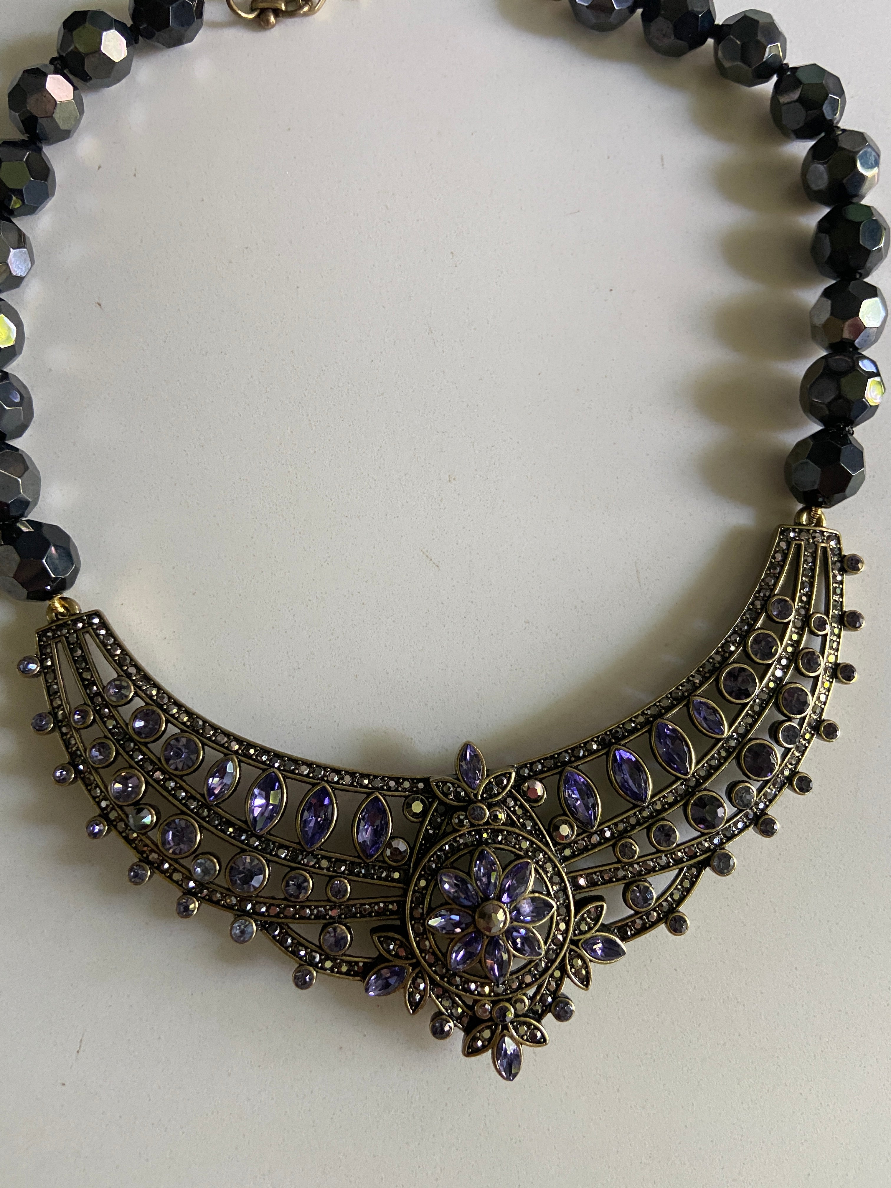 Designer Heidi Daus Mogul Purple Crystal Bead Necklace