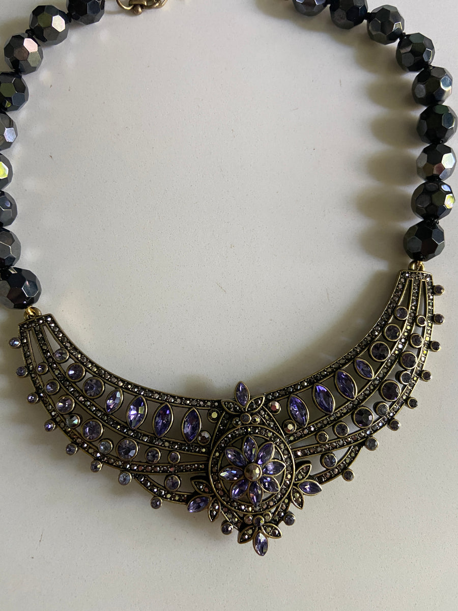 Heidi Daus Mogul Purple Crystal Bead Statement Necklace