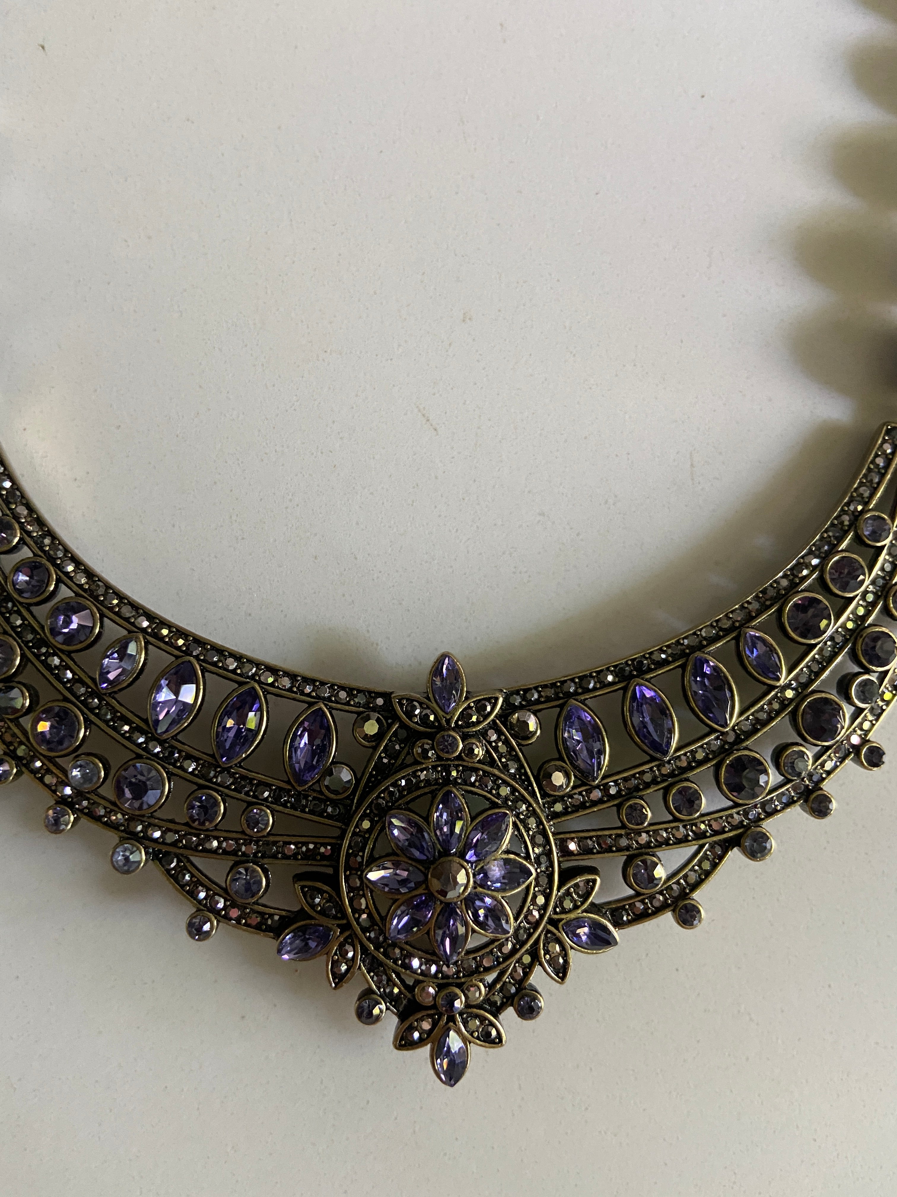 Designer Heidi Daus Mogul Purple Crystal Bead Necklace