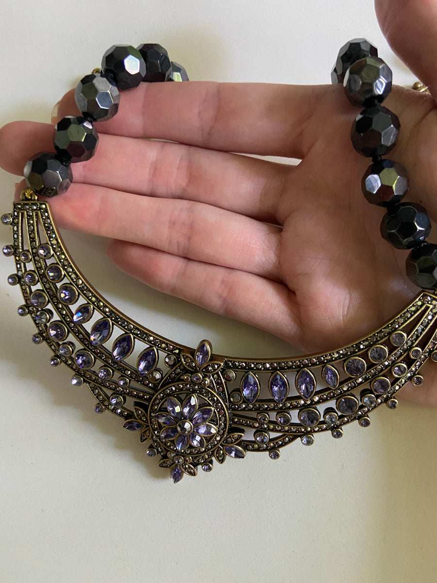 Heidi Daus Mogul Purple Crystal Bead Statement Necklace