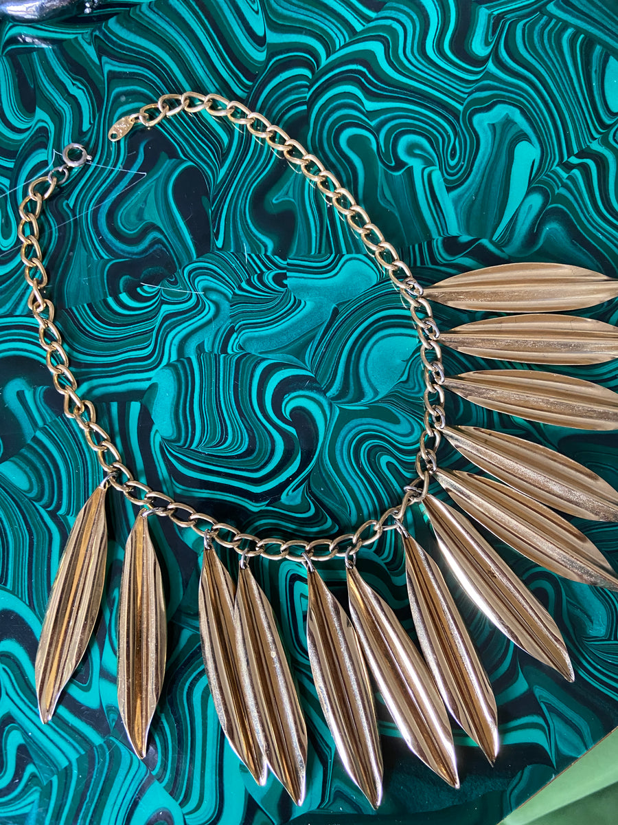 70s Napier Gold Abstract Statement Necklace