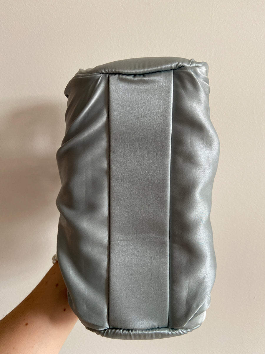 Designer Rejina Pyo Blue Satin Top Knot  Nane Bag