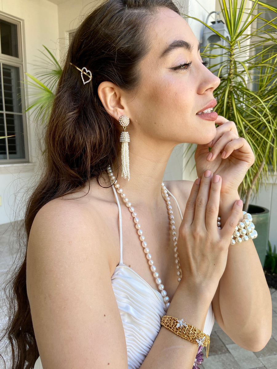 Vintage Pearl Tassel Earrings