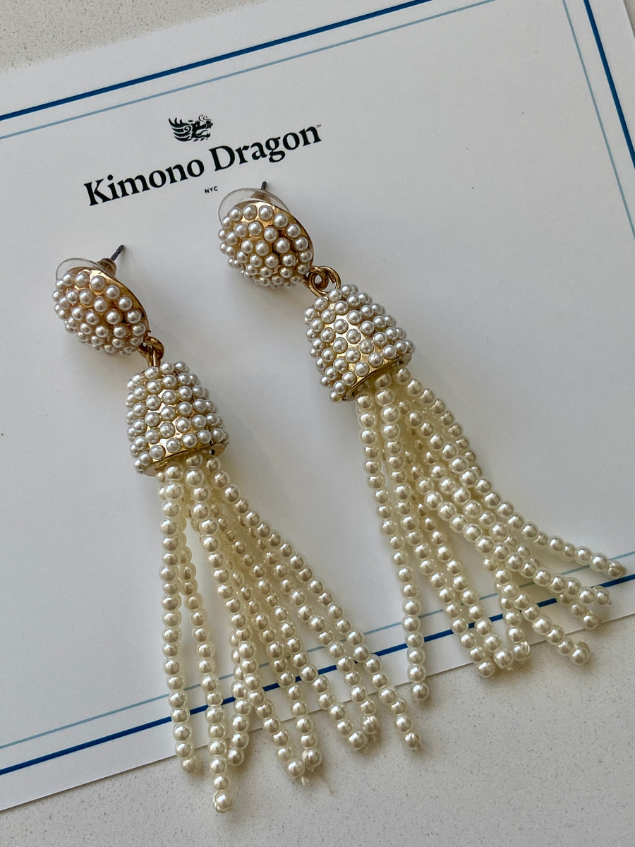 Vintage Pearl Tassel Earrings