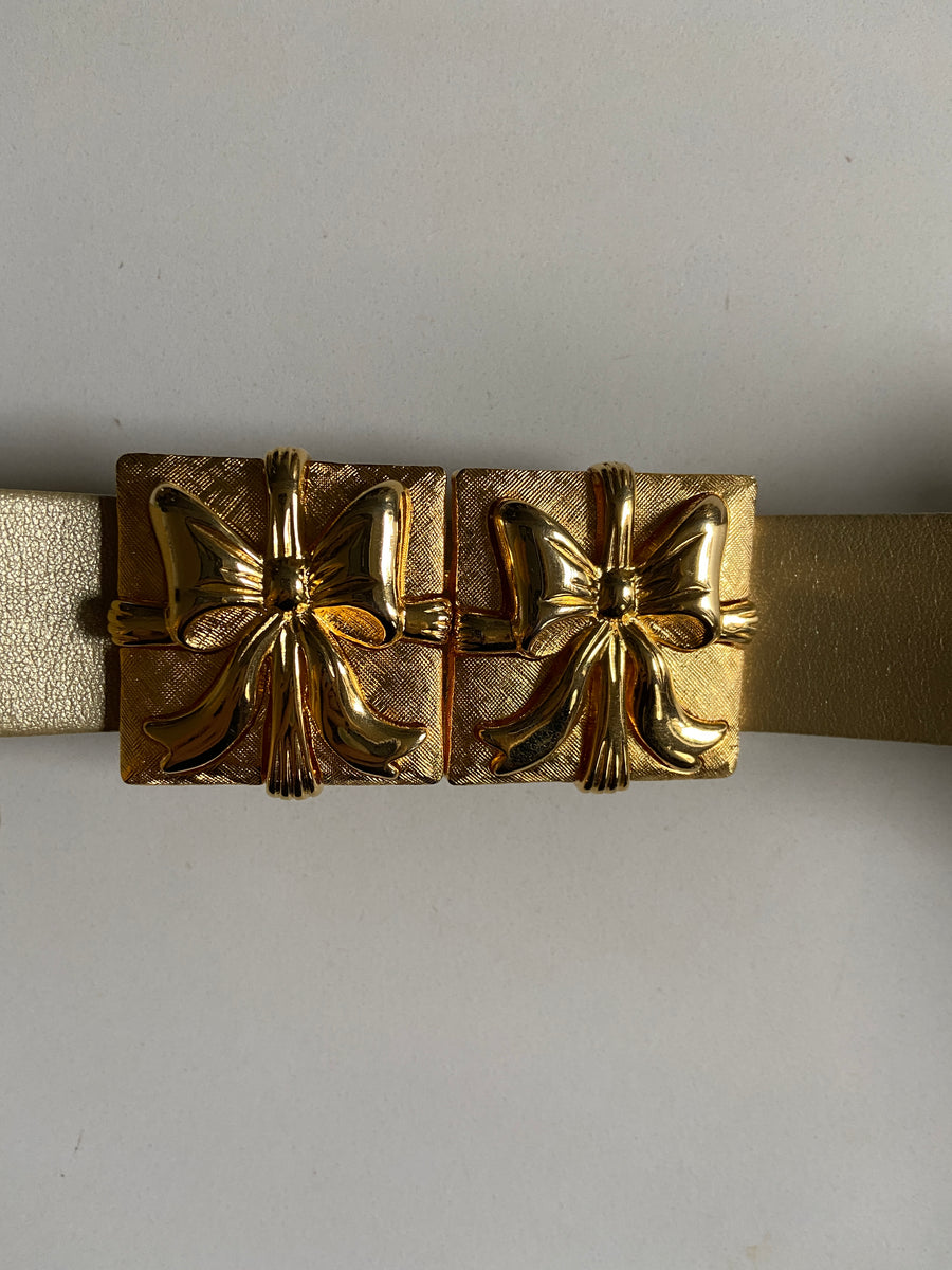 Designer Paquette Golden Bow Statement Belt