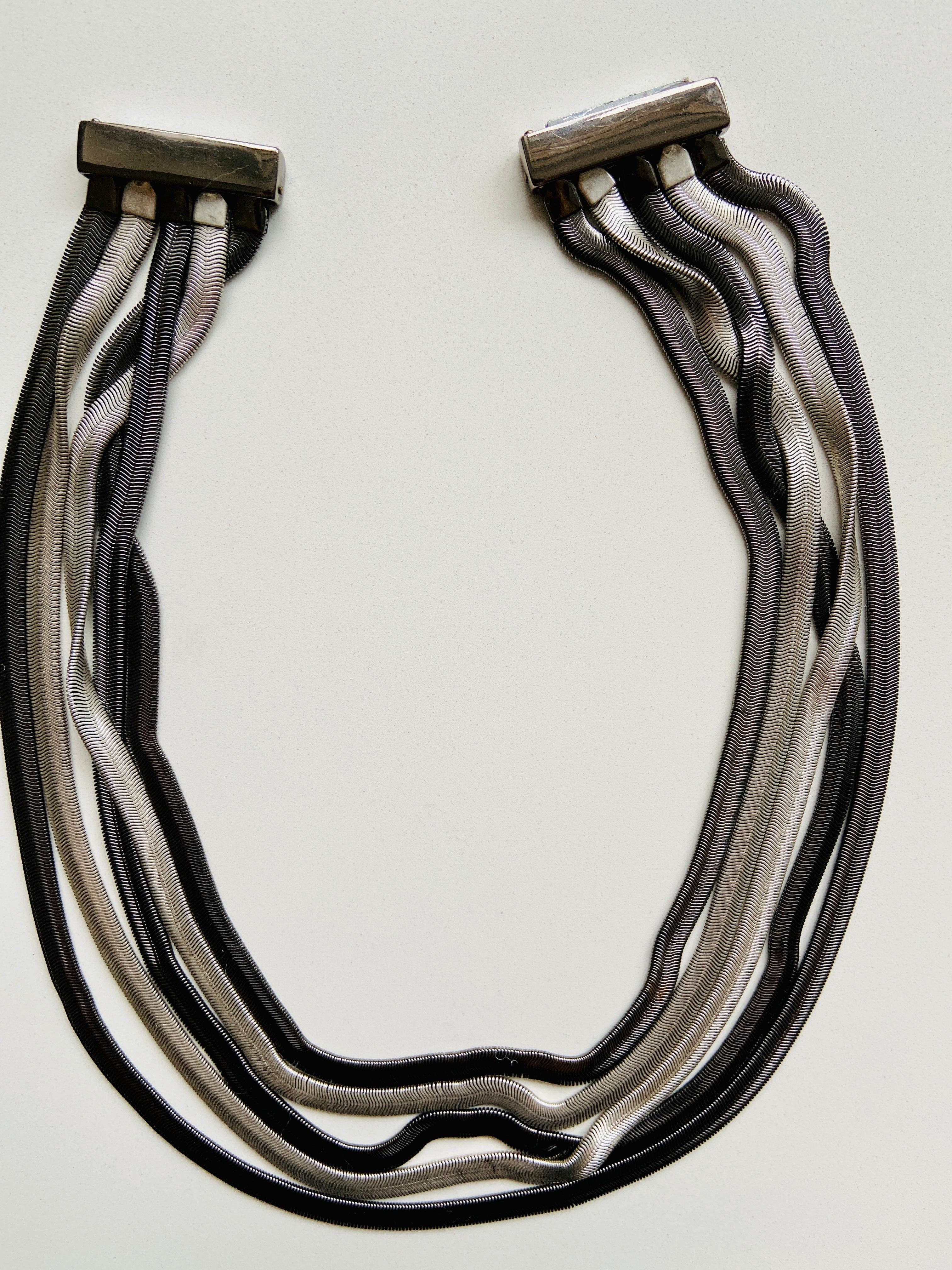 90s Silver Multi-Strand Snake Chain Necklace