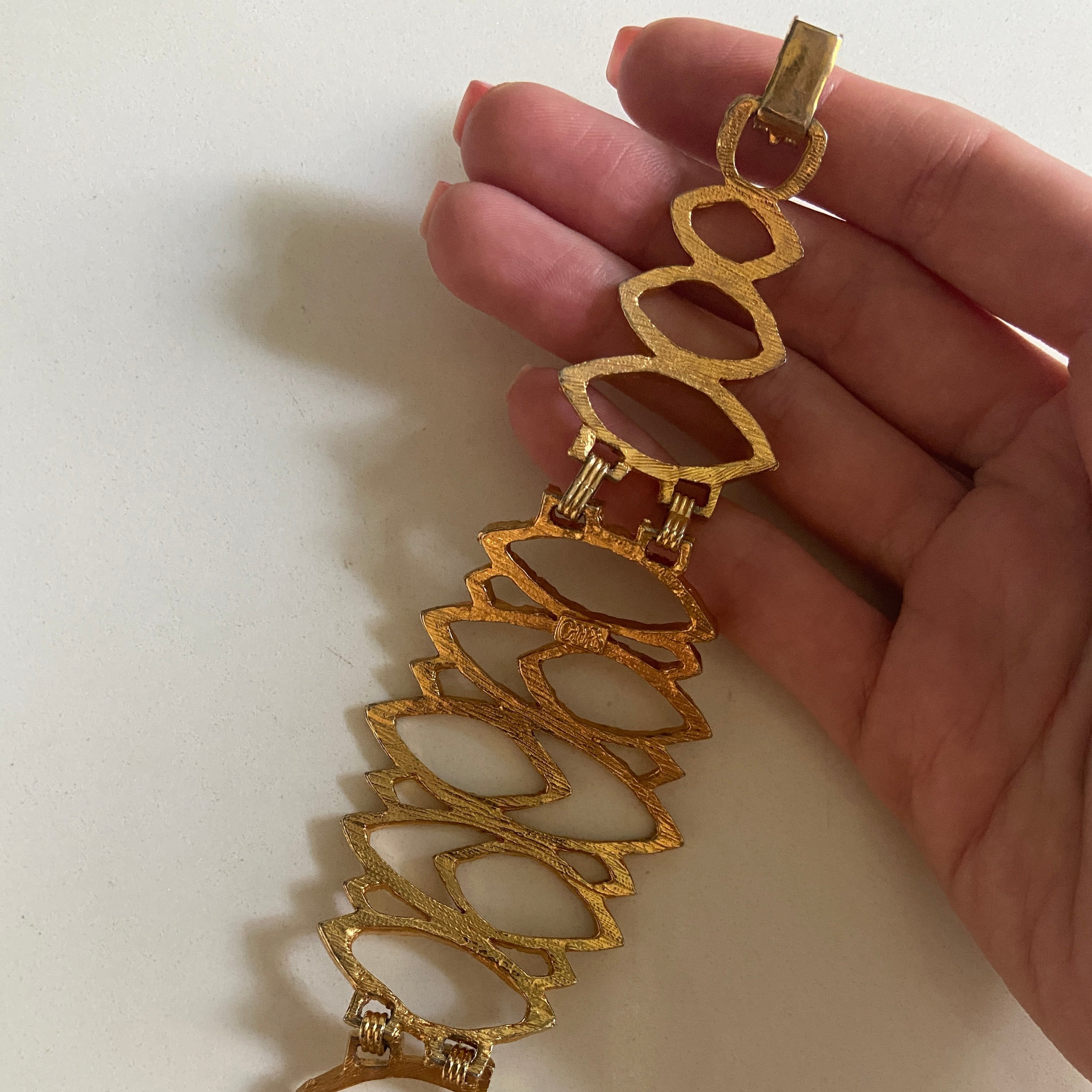 70s Gold Structural Statement Bracelet