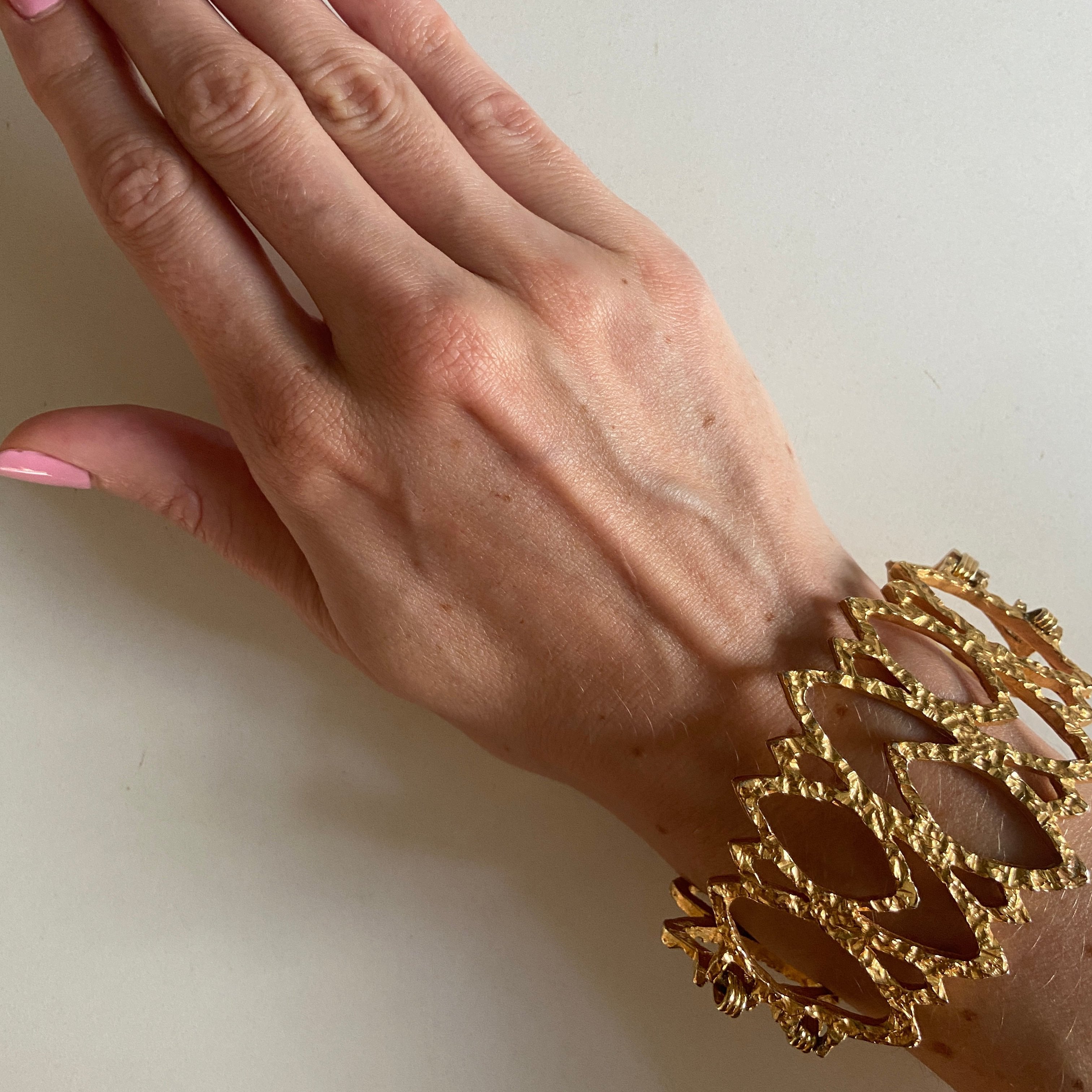 70s Gold Structural Statement Bracelet