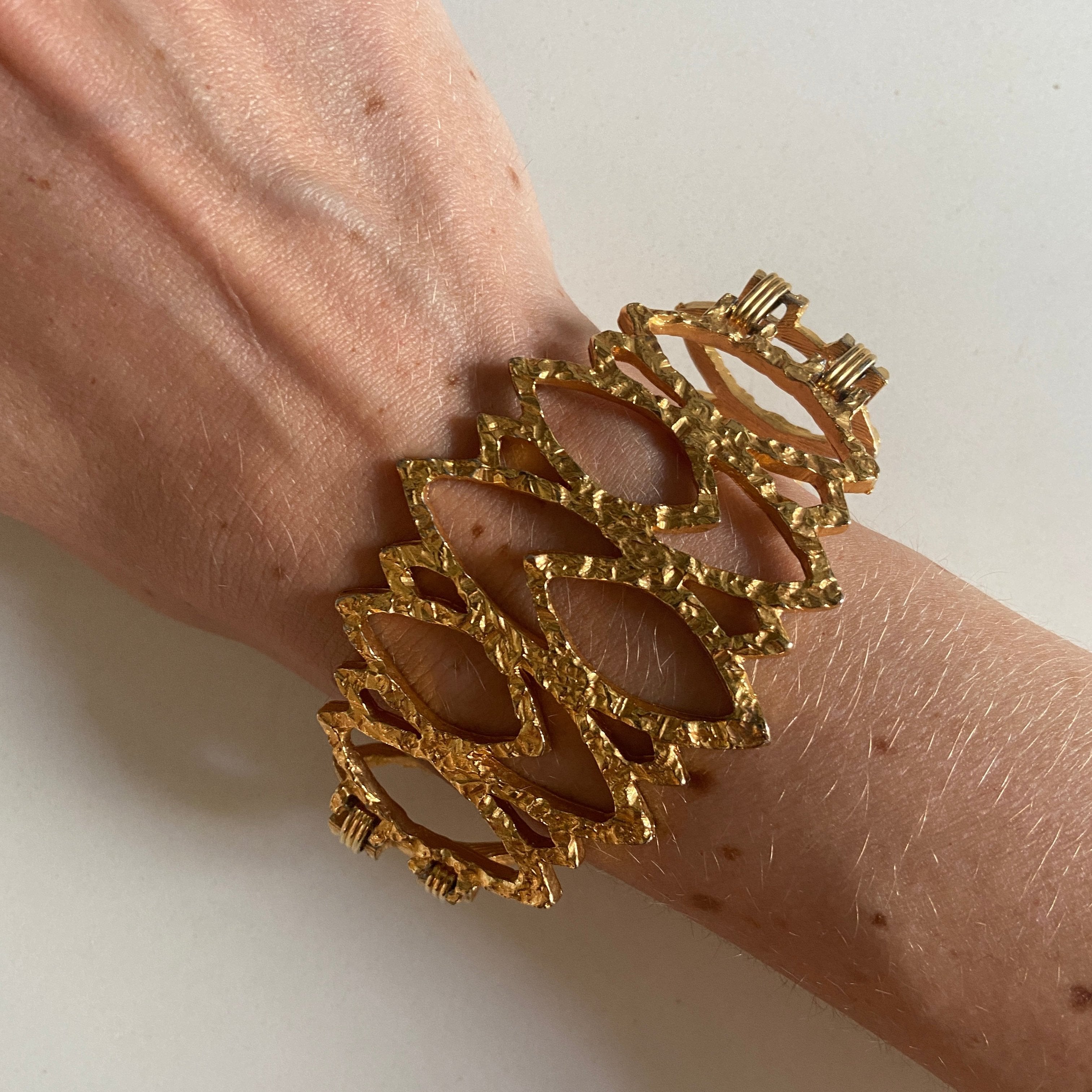 70s Gold Structural Statement Bracelet